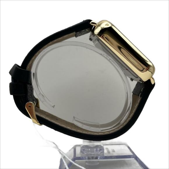 Techno Pave Jasper 35mm Square Leather Band Watch in Black/Gold - Picture 4 of 6